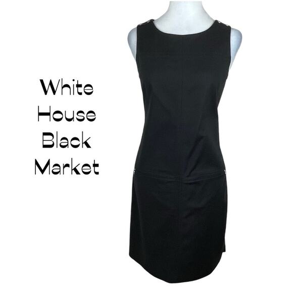 White House Black Market Black Neutral Minimalist EuroGirl Dress NWOT Size 6 - Picture 2 of 13